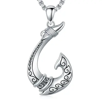 Fish Hook Necklace S925 Maui Hook Surfer Protection Neclace Summer Beach Jewelry Gifts