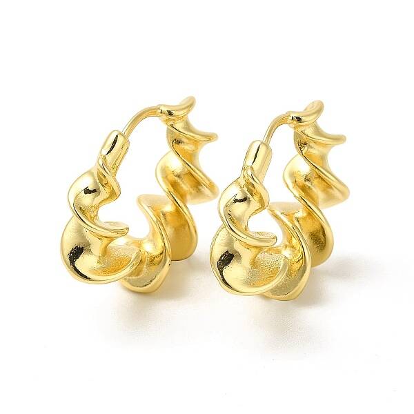 Rack Plating Brass Twist Round Hoop Earrings for Women