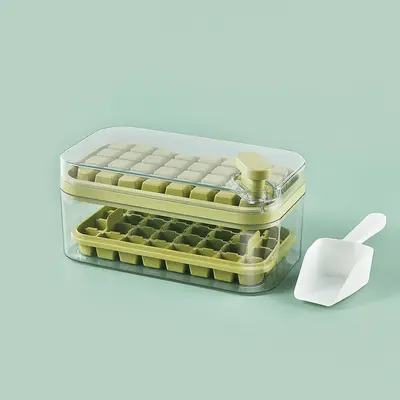 One-button Press Type Ice Mold Box Plastics Ice Cube Maker Ice Tray Mold With Storage Box With Lid Bar Kitchen Accessories | ...
