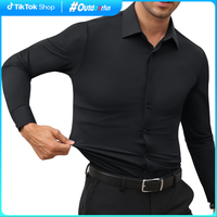 Elencoco Men's Super Stretchy Dress Shirt Quick-Drying Breathable Anti-Wrinkle Muscle Slim Long-Sleeved Business Sports Casua...