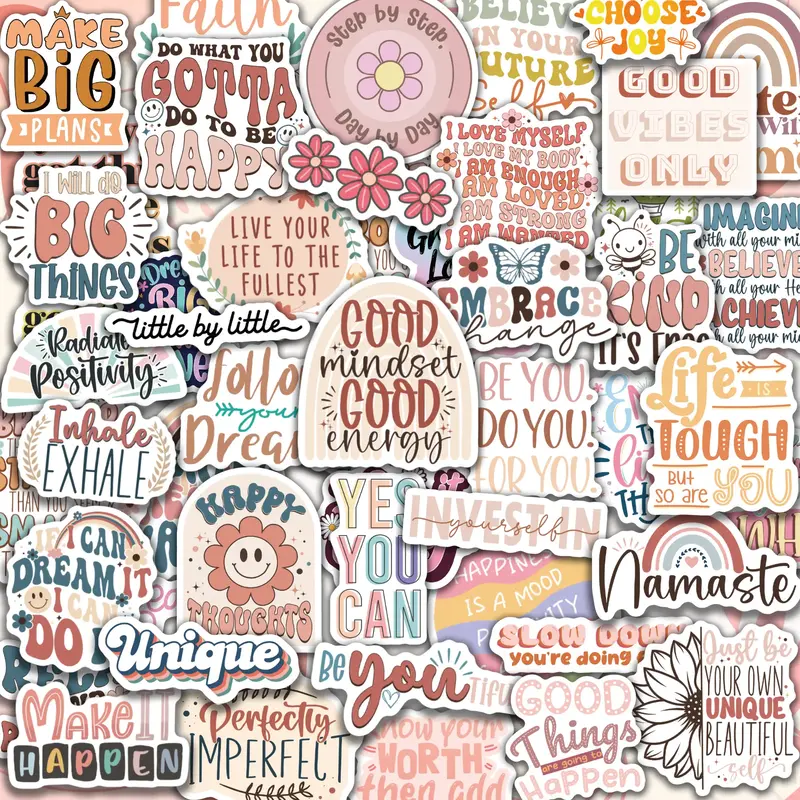 300PCS Motivational Stickers for Water Bottles Laptops, Inspirational Quote Waterproof Vinyl for Journals Cups, Affirmation, ...