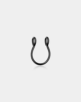 Faux Adjustable Clip On Septum Ring - Black