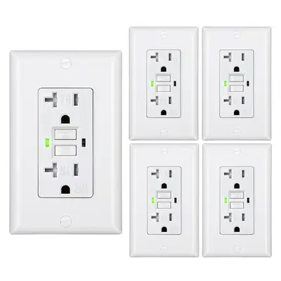 DEWENWILS 5-Pack 20A GFCI Outlet, Self-Test GFCI Receptacle with LED Indicator, Tamper Resistant, Weather Resistant, Wallplat...