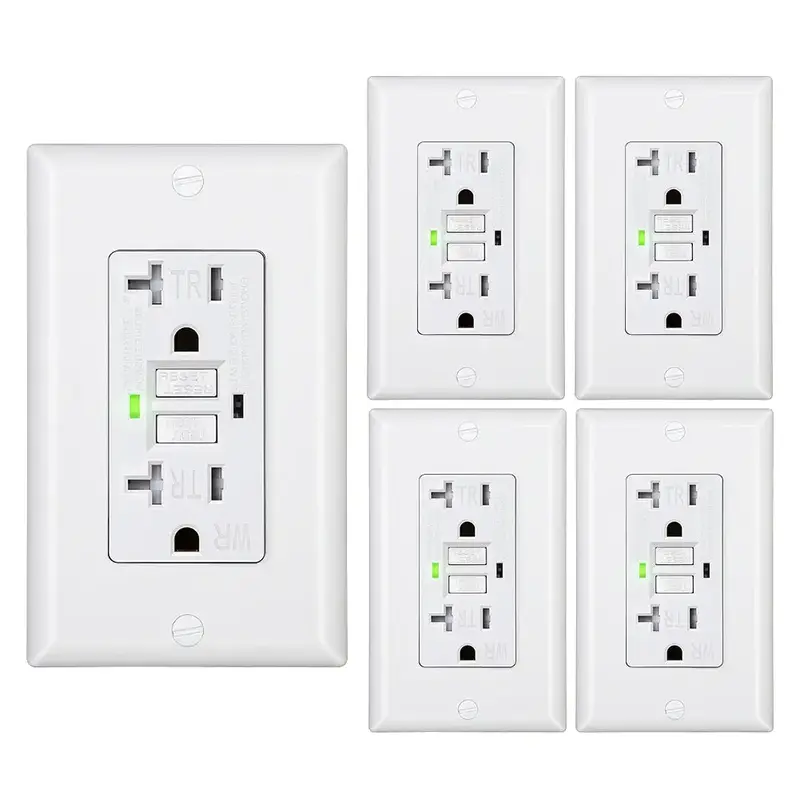 DEWENWILS 5-Pack 20A GFCI Outlet, Self-Test GFCI Receptacle with LED Indicator, Tamper Resistant, Weather Resistant, Wallplat...