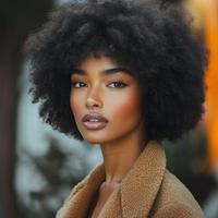 Glueless Wear and Go Wig Short Afro Curly Human Hair Wigs for Black Women Fluffy Natural Bob Wigs 70s Afro Puff Wig with Bang...