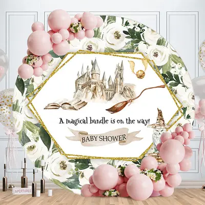 Aperturee Magical Bundle Halloween Round Baby Shower Backdrop