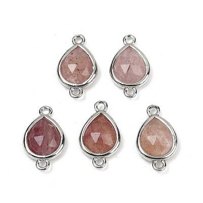 Natural Strawberry Quartz Faceted Connector Charms