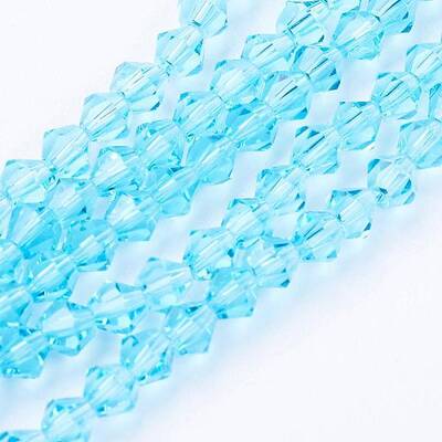 Light Sky Blue Glass Bicone Beads Strands