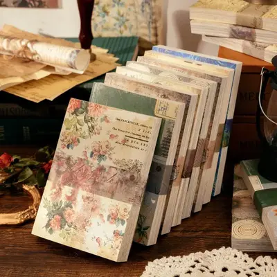 Random Vintage Pattern DIY Material Paper, 100pcs Multipurpose Decorative Background Paper For Journaling, Scrapbooking, Stud...