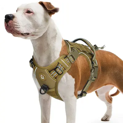 Tactical Dog Harness, No-Pull Design, Adjustable & Breathable Mesh Fabric, Extra-Large Size, Reflective for Outdoor Training ...