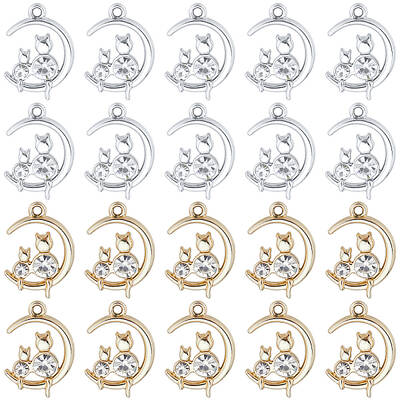 36Pcs 2 Colors Alloy with Rhinestone Pendants