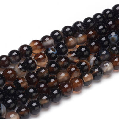 Natural Black Agate Beads Strands