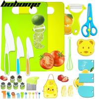 BOBOME 32 Pcs Kitchen Knife Set for Vegetables, Fruits, Cheese, and Other Foods with Safe Grip Handles - Durable PP Material ...