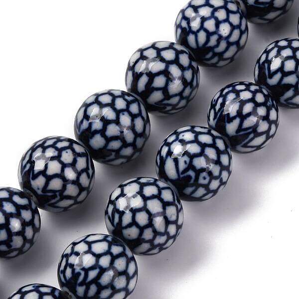Handmade Blue and White Porcelain Beads Strands
