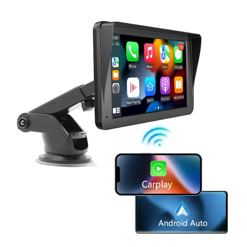 Portable Apple CarPlay/Android Auto Screen, Fit for All Vehicle, 7 Inch Touch Screen, Wireless CarPlay w/ backup camera, Mult...