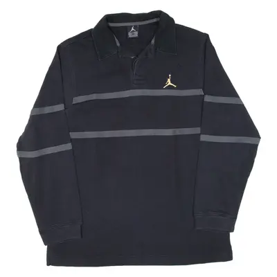 AIR JORDAN Mens Polo Shirt Black Long Sleeve L