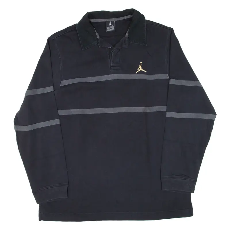 AIR JORDAN Mens Polo Shirt Black Long Sleeve L