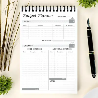 Monthly Budget Notebook, 1 Count Portable Spiral Monthly Budget Planner, Monthly Bill Planner Notpad, Journaling Supplies, St...