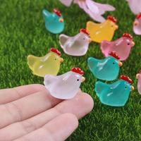 Luminous Mini Chicken Figurines, 20pcs/set Resin Miniature Animals, Tiny Chickens Miniature Glow in The Dark for Dollhouse, M...