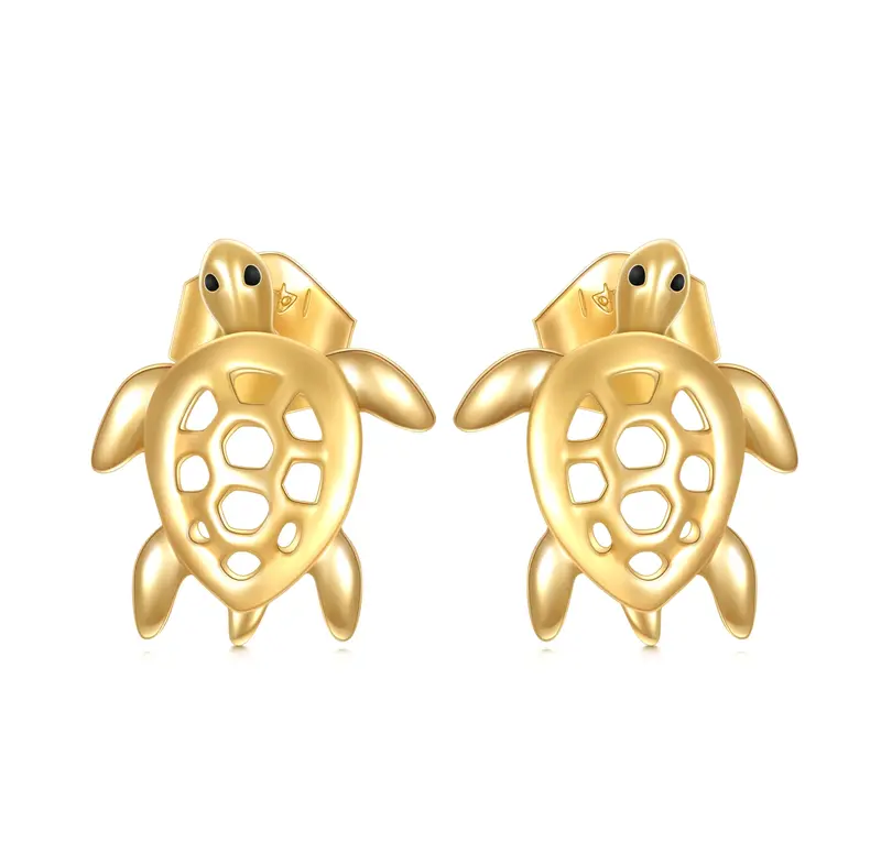 14K Gold Sea Turtle Stud Earrings