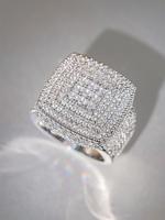 Fashion Square Shaped Artificial Zirconia Decorated Ring, Fashion Jewelry for Party, Daily Clothing Decor, Trendy All-match &...