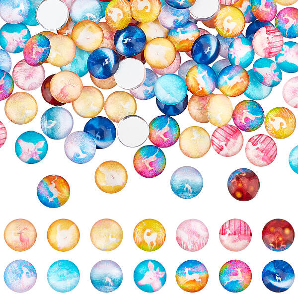 140Pcs 14 Style Glass Cabochons