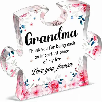 Acrylic Puzzle Shaped Decoration, Home Office Desktop Ornaments, Creative Gift for Grandmother