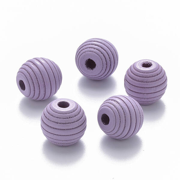 Painted Natural Wood Beehive European Beads