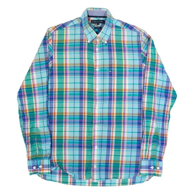 TOMMY HILFIGER Mens Shirt Blue Check Long Sleeve S