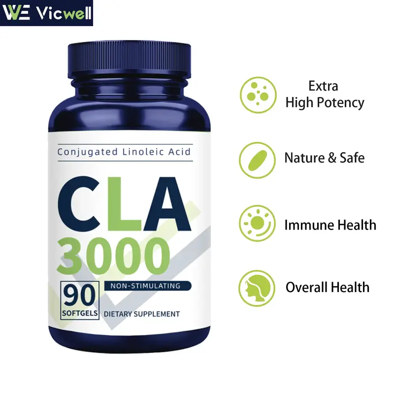 VICWELL CLA3000 Conjugated Linoleic Acid Softgels| 3000mg Gluten Free Natural Oils for Women & Men Fitness Supplement