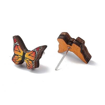 Natural Wood Stud Earrings