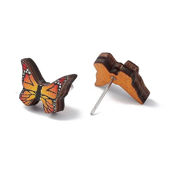 Natural Wood Stud Earrings