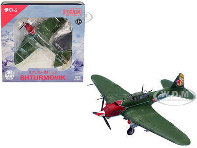 Ilyushin IL-2M3 Sturmovik Aircraft Green Double Hero of the Soviet Union Nelson Stepanyan Soviet Air Force 1/72 Diecast Model...