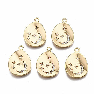 Brass Micro Pave Clear Cubic Zirconia Pendants
