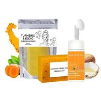 Turmeric Wash and Care Three Piece SetTurmeric Tablets, Turmeric Cleansing Mousse,Turmeric Soap Facial Cleansing Skincare Fac...