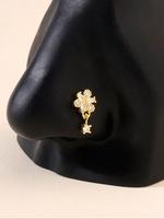Flower Design L-shaped Nose Ring, Fashionable Cubic Zirconia Nose Ring for Women & Girls, Body Jewelry for Daily Wear, Trendy...