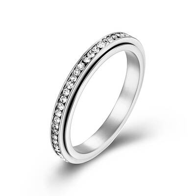 Clear Cubic Zirconia Rotating Finger Ring