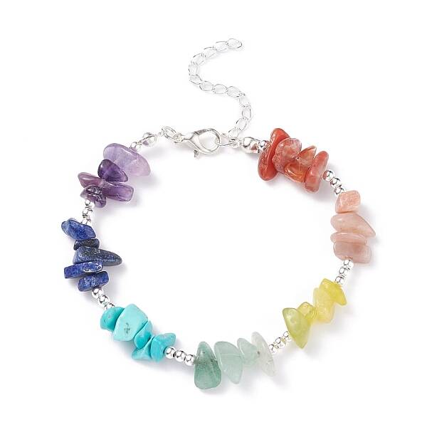 Natural & Synthetic Mixed Gemstone Chips Beaded Bracelet