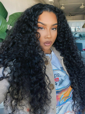 Bye-Bye Knots 7x5 Quick Glueless Lace Water Wave Invisible Knots Wig 150% Density