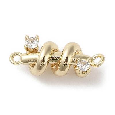 Brass Pave Clear Cubic Zirconia Connector Charms