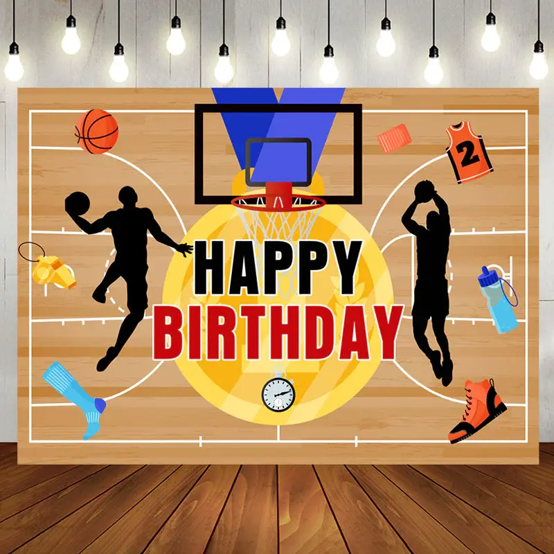 Gold Medal Sport Basketball Court Birthday Backdrop - Aperturee