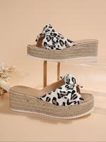 Fashionable Leopard Print Wedge Sandals, Casual Comfortable Wedge Heeled Sandals for Daily Wear, Minimalist All-match Summer...