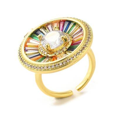 Brass Micro Pave Cubic Zirconia Glass\n Rings