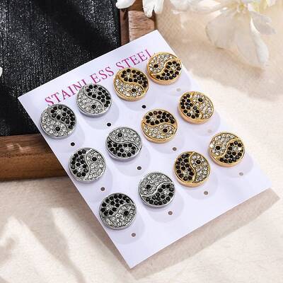 304 Stainless Steel Rhinestone Stud Earrings