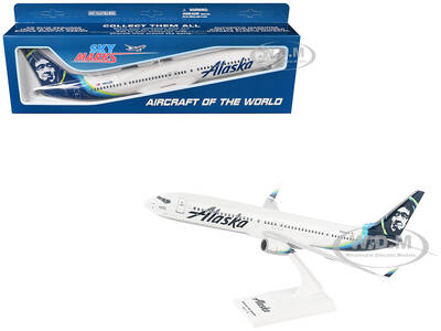 Boeing 737-900 Commercial Aircraft Alaska Airlines (N494AS) White with Blue Tail (Snap-Fit) 1/130 Plastic Model by Skymarks