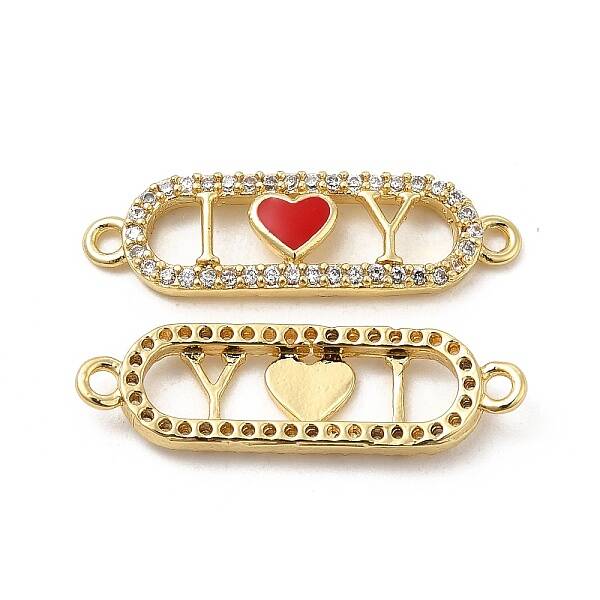 Brass Micro Pave Clear Cubic Zirconia Connetor Charms