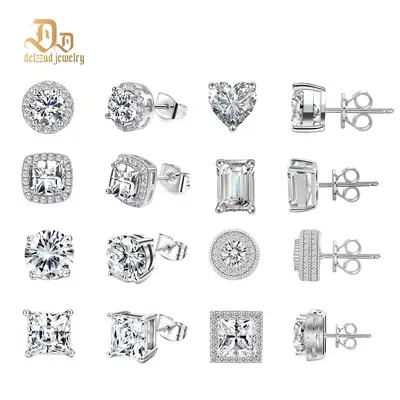 Delzzad S925 Synthetic Moissanite Stud Earring Birthday Anniversary Mother's Day Gifts for Men Women