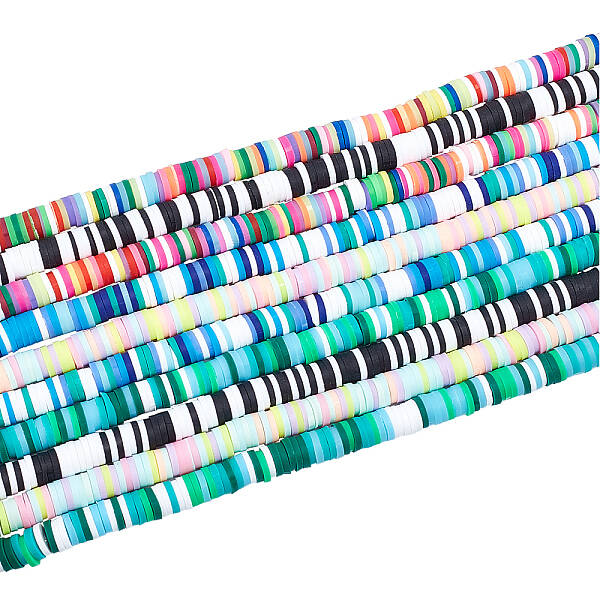 CHGCRAFT 10 Strands 6mm Heishi Beads Environmental Flat Round Handmade Polymer Clay Beads for Necklace Bracelet Summer Beach ...