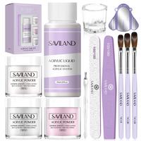 SAVILAND Acrylic Nail Kit for Beginners – Clear, White & Pink Acrylic Powder with Liquid, Brushes, Forms, and Dappen Dish f...
