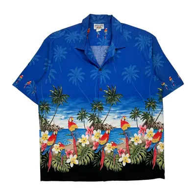 Pacific Legend Hawaiian Shirt - 2XL Blue Cotton